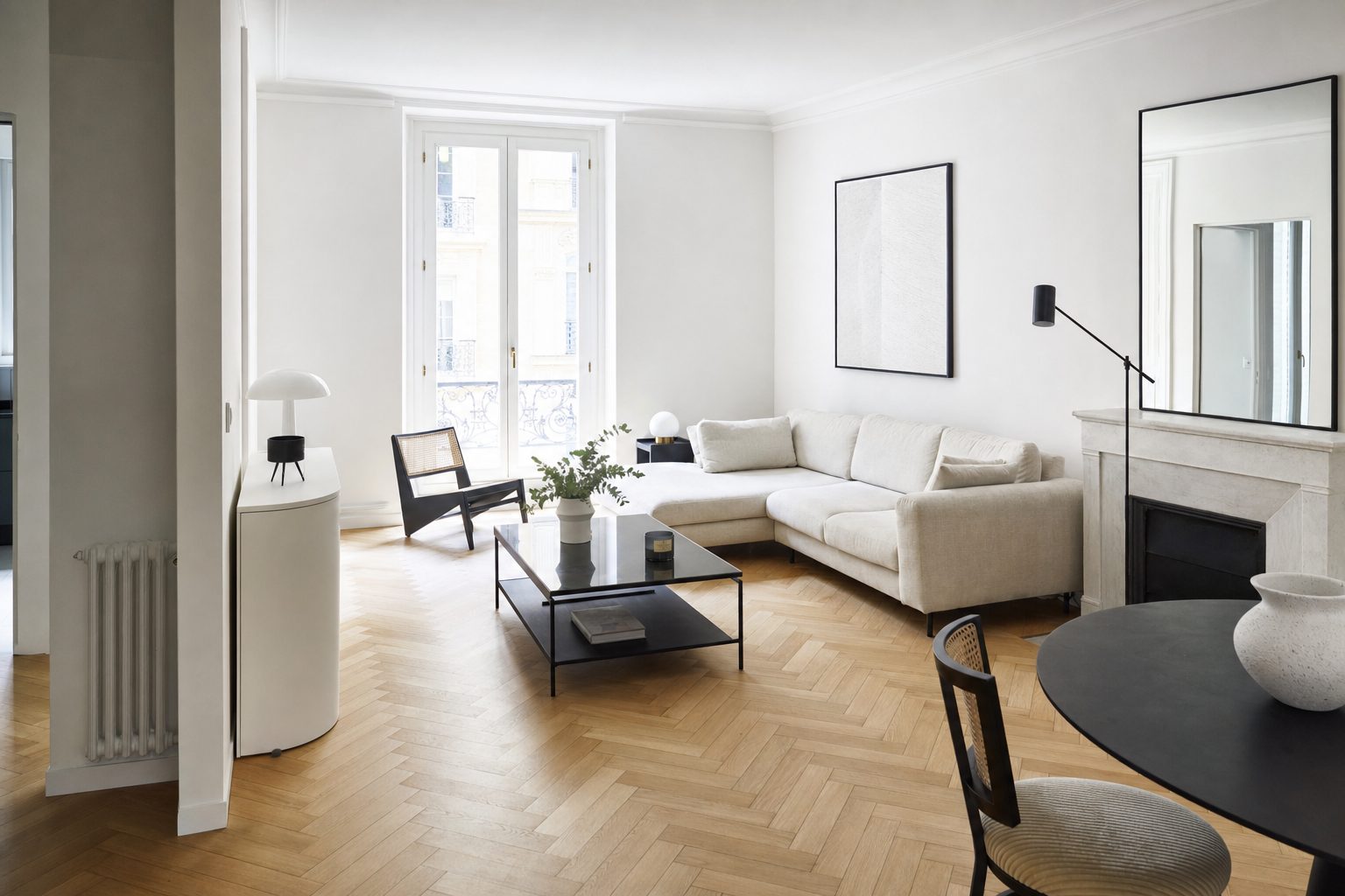 Salon rénové à Reims : peinture et parquet refaits